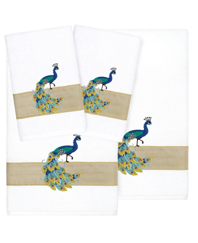 Shop Linum Home Textiles Turkish Cotton Penelope Embellished Towel Set, 4 Piece In White