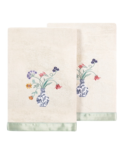 Linum Home Turkish Cotton Stella Embellished 2-pc. Hand Towel Set In Beige