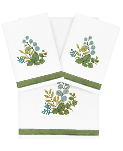 Shop Linum Home Textiles Turkish Cotton Botanica Embellished Towel Set, 3 Piece In White