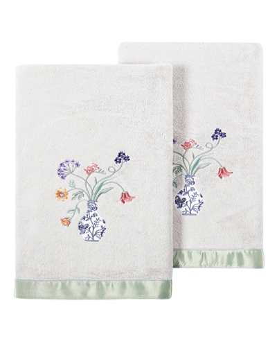 Shop Linum Home Textiles Turkish Cotton Stella Embellished Bath Towel Set, 2 Piece In Silver