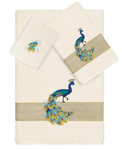 Linum Home Turkish Cotton Penelope Embellished 3-pc. Bath Towel Set In Cream