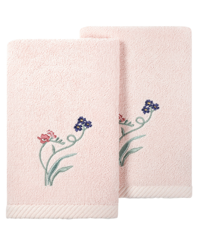 Linum Home Turkish Cotton Stella Embellished 2-pc. Fingertip Towel Set In Blush