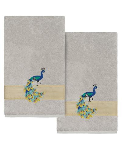 Linum Home Turkish Cotton Penelope Embellished 2-pc. Bath Towel Set In Light Gray