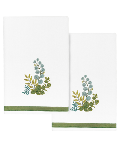 Linum Home Turkish Cotton Botanica Embellished 2-pc. Bath Towel Set In White