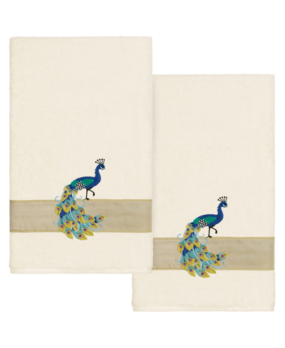 Linum Home Turkish Cotton Penelope Embellished 2-pc. Bath Towel Set In Cream