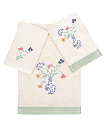 Linum Home Turkish Cotton Stella Embellished 3-pc. Bath Towel Set In Beige