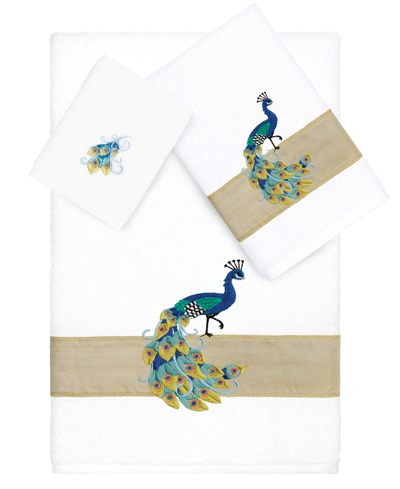 Shop Linum Home Textiles Turkish Cotton Penelope Embellished Towel Set, 3 Piece In White