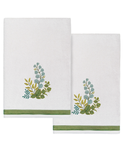 Linum Home Turkish Cotton Botanica Embellished 2-pc. Bath Towel Set In Silver