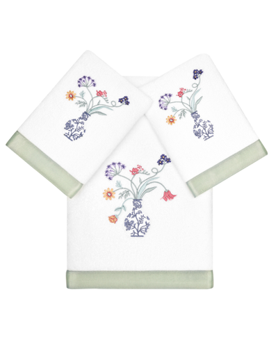 Shop Linum Home Textiles Turkish Cotton Stella Embellished Towel Set, 3 Piece In White