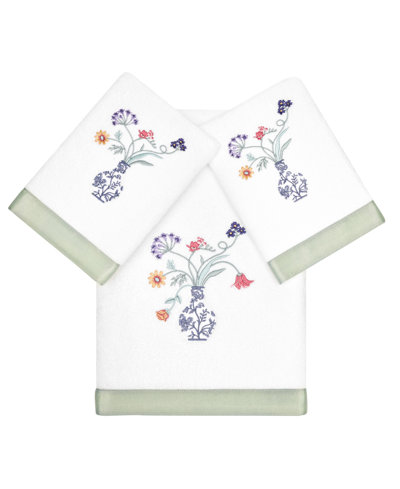 Linum Home Turkish Cotton Stella Embellished 3-pc. Bath Towel Set In White
