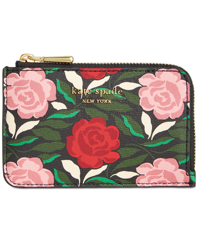 Kate Spade New York Morgan Rose Garden Zip Around Wallet - Black Multi