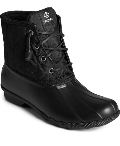 Shop Sperry Women's Saltwater Waterproof Seacycled Duck Boots In Black