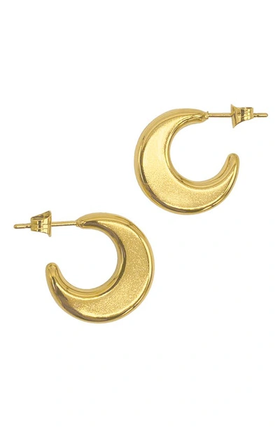 Shop Adornia Water Resistant Crescent Moon Hoop Earrings In Yellow