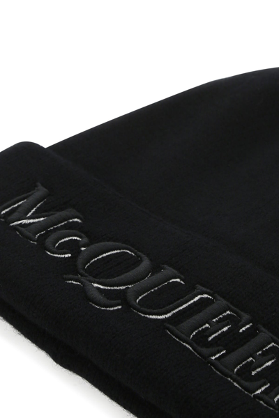 Alexander Mcqueen Embroidered-logo Ribbed Beanie