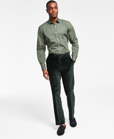 Shop Alfani Men's Slim-fit Velvet Dress Pants, Created For Macy's In Green