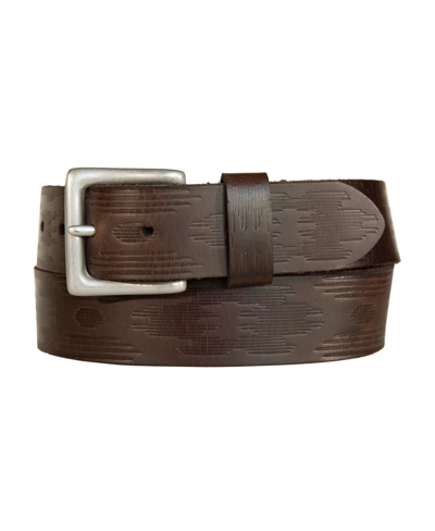 Shop Lucky Brand Men's Aztec Embossed Leather Belt In Brown
