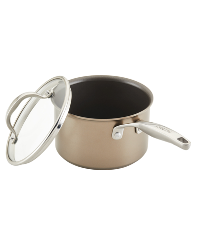 Shop Anolon Ascend Hard Anodized Aluminum Non-stick 3-quart Saucepan With Lid In Bronze