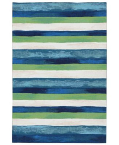 Shop Liora Manne Visions Ii Painted Stripes Area Rug In Sapphire