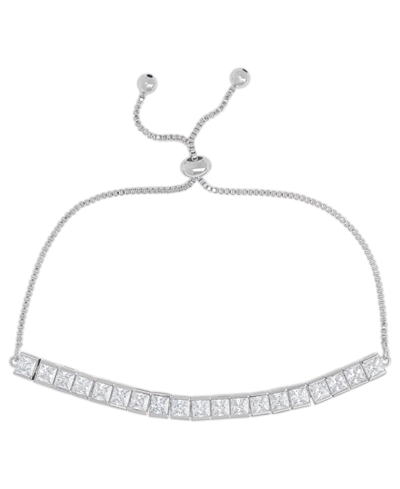Macy's Women's Fine Silver Plated Square Cubic Zirconia Bracelet In Silver Plated