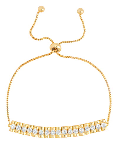 Shop Macy's Women's 14k Gold Plated Cubic Zirconia Line Bracelet
