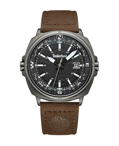 Shop Timberland Men's Williston Three Date Hand Brown Genuine Leather Strap Watch, 44mm