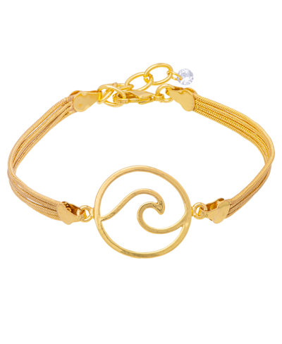 Shop Macy's Round Wave Bracelet In Silver Plate Or 18k Gold Plated