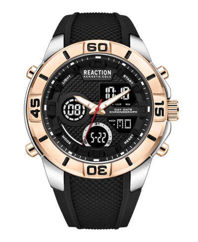 Shop Kenneth Cole Reaction Men's Ana-digi Black Silicon Strap Watch, 48mm