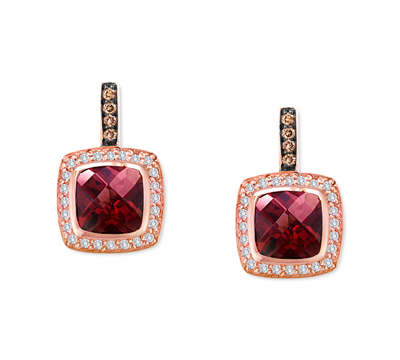 Shop Le Vian Raspberry Rhodolite (3-3/8 Ct. T.w.) & Diamond (1/3 Ct. T.w.) Halo Drop Earrings In 14k Rose Gold