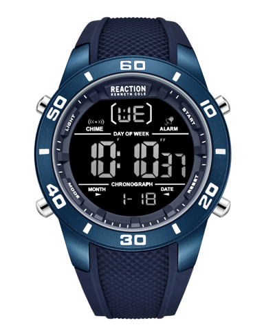 Shop Kenneth Cole Reaction Men's Digital Blue Silicon Strap Watch, 49mm