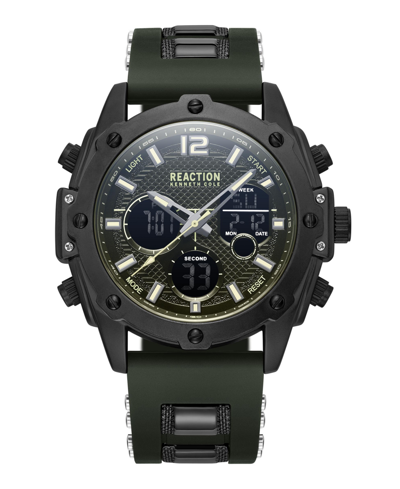 Shop Kenneth Cole Reaction Men's Ana-digi Green Silicon Strap Watch, 43.5mm