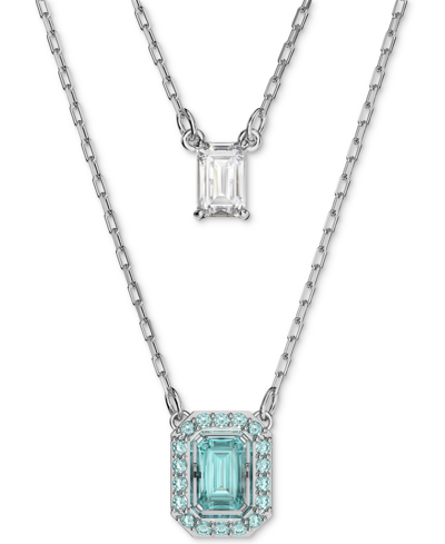 Shop Swarovski Silver-tone Millenia Blue Crystal Pendant Two Row Necklace, 15-7/8" + 2" Extender