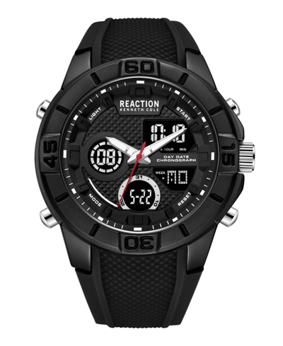 Shop Kenneth Cole Reaction Men's Ana-digi Black Silicon Strap Watch, 48mm