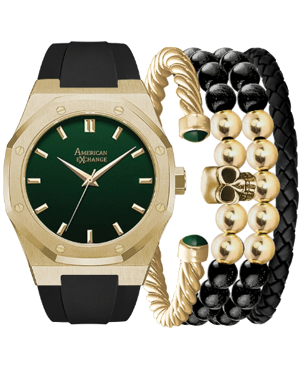 American Exchange Men's Black Silicone Strap Watch 42mm Gift