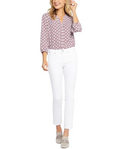 Shop Nydj Women's Sheri Ankle Frayed-hem Medium-rinse Jeans In Optic White
