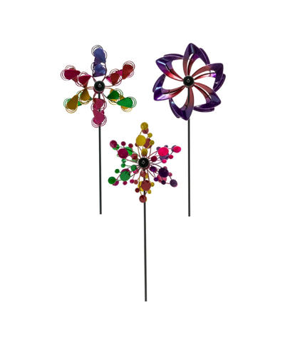 Shop Evergreen 22" Multi Color Mini Spinner W/ Clamps, Set Of 3 In Multicolored