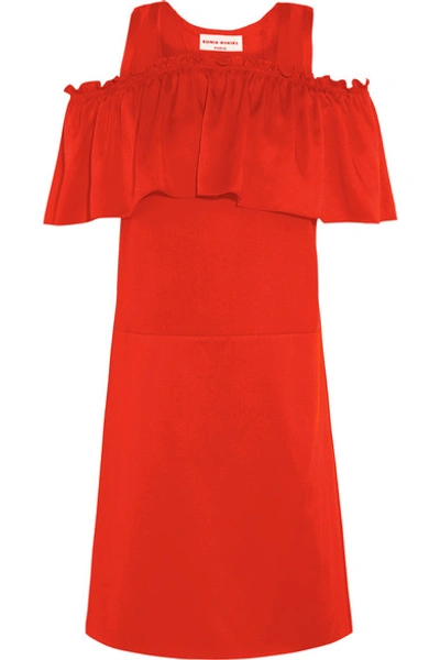 Sonia Rykiel Woman Ruffled Satin Mini Dress Tomato Red