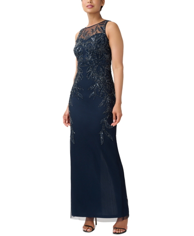 Papell Studio Beaded Gown In Midnight
