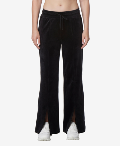Shop Marc New York Andrew Marc Sport Women's Full Length Velvet Vented Pants In Black