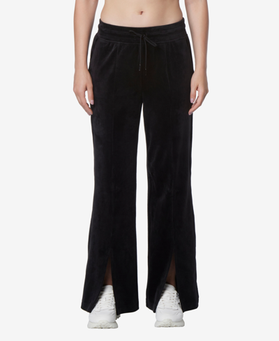 Marc New York Andrew Marc Sport Women's Full Length Ribbed Wide Leg Pants In Black