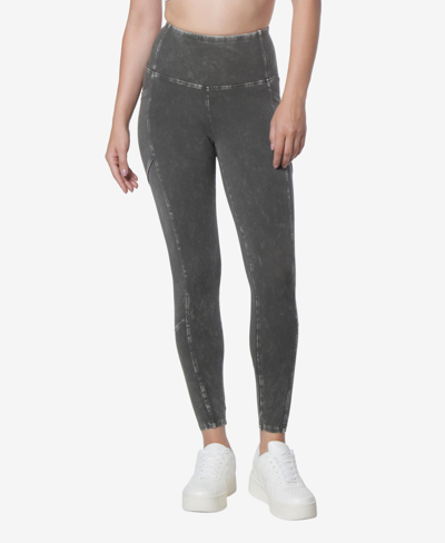 Shop Marc New York Andrew Marc Sport Women's High Rise Full Length Mineral Washed Leggings Pants In Moss