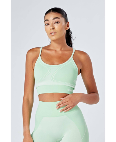 Shop Twill Active Women's Recycled Colour Block Body Fit Seamless Sports Bra In Green