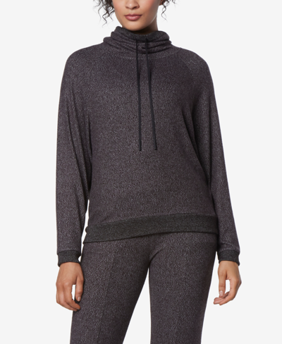 Shop Marc New York Andrew Marc Sport Women's Long Sleeve Cowl Neck Pull Over Top In Black Heather