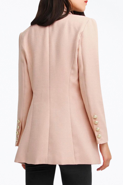 Shop Belle & Bloom Double-breasted Textured Woven Blazer In Blush In Pink