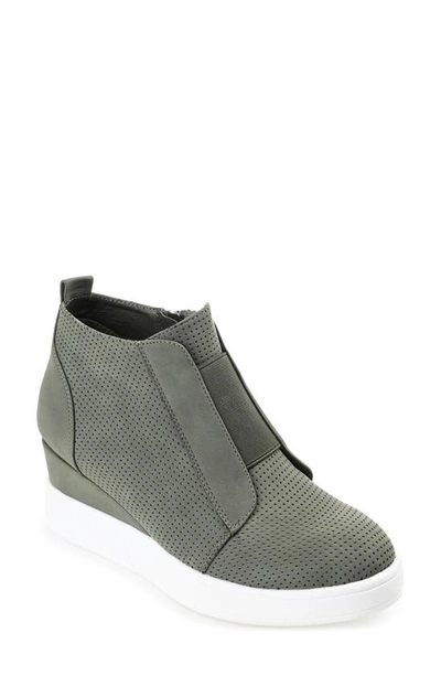 Shop Journee Collection Journee Clara Wedge Sneaker In Olive