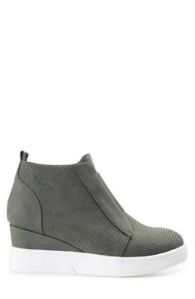 Shop Journee Collection Journee Clara Wedge Sneaker In Olive