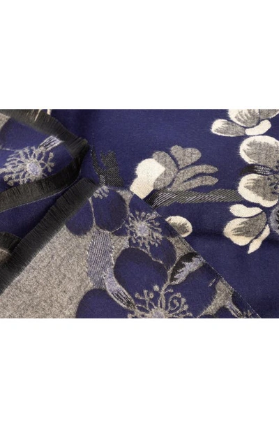 Shop Saachi Floral Print Reversible Scarf In Navy