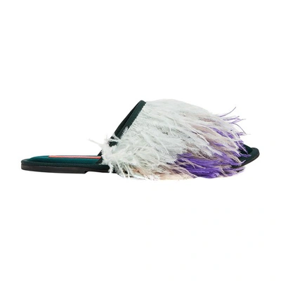 Shop La Doublej Feather Slipper (with Feathers) In T Unita Verde
