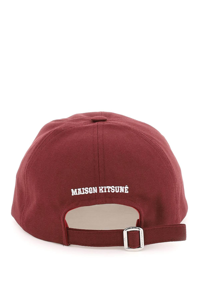 Shop Maison Kitsuné Maison Kitsune Baseball Cap With Patch In Red
