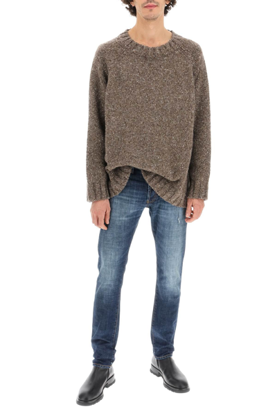 Shop 14 Bros 'jules' Wool Sweater In Grey,brown