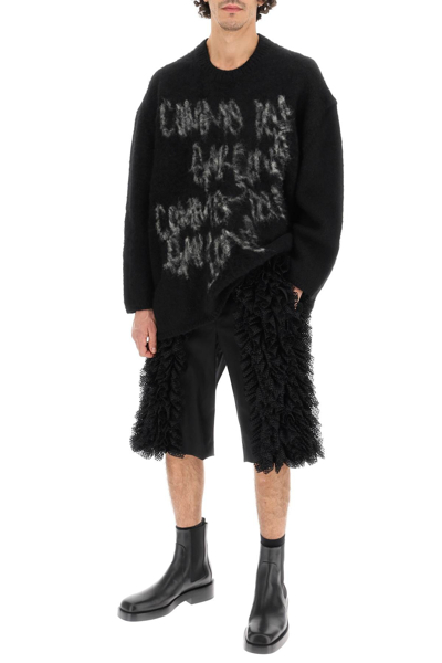 Shop Comme Des Garçons Homme Deux Ruffled Cotton Bermuda Shorts In Black